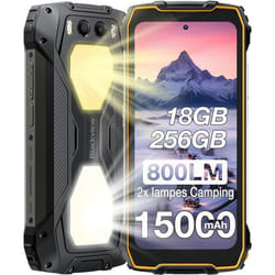 Blackview BV7300 Smartphone Robuste 18Go + 256Go 15000mAh 6.67 50MP Deux lampes camping  de - lumineuses 800LM NFC GPS - Orange