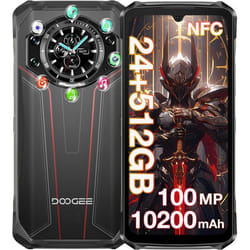 DOOGEE S119 Smartphone Robuste 24Go + 512Go 6.72+1.32 10200mAh 33W 100MP AI IP68 Téléphone Double SIM NFC GPS - Rouge