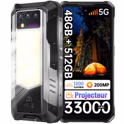 OUKITEL WP100 TITAN Téléphone Portable Incassable 512Go 33000mAh 200MP 6.8 Smartphone Robuste Avec Projecteur 5G Double SIM N ...