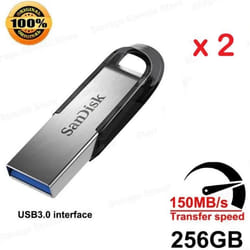 2PCS Clé USB - SANDISK Ultra Flair 256 Go - USB 3.0 vitesses allant jusquà 150 Mo/s Protection par mot de passe 100% doriginal