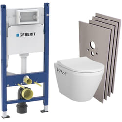 Pack Bati-support Geberit Duofix 112cm + WC sans bride Vitra Integra avec fixations invisibles + Abattant softclose + Set habil
