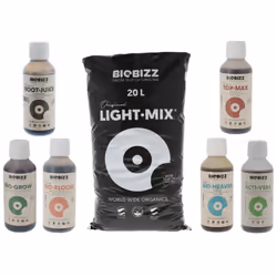 Pack BioBizz avec sac de terreau Light-Mix 20 litres. Light.Mix est une terre idéale pour les semis, les jeunes plantes et le ...