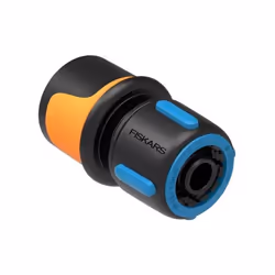 Fiskars 1027072, Connecteur de tuyau, 1/2", Femelle/Femelle, Noir, Bleu, Jaune