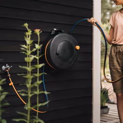 Fiskars 1057237 enrouleur de tuyau d'arrosoir de jardin Bobine multi-positions Manuel Noir - Vue supplémentaire 6