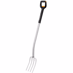 Fourche à bêcher télescopique (longueur totale : 1,10 - 1,30 m), tête en acier forgé avec 4 dents pour ameublir et retourner ...