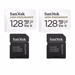 2PCS Carte mémoire micro sdxc Sandisk High Endurance 128 Go Video Class V30 / UHS-I U3 / Class10 lecture 100MB/s écriture 40 ...