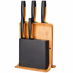 Fiskars 1057552, Bloc à couteaux, Bambou, Plastique, Acier inoxydable, Bois, Rectangle, 21,3 cm, 1,48 kg