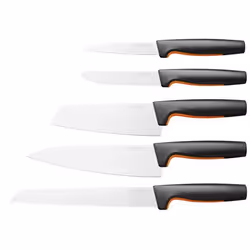 Fiskars 1057558, Jeu de couteaux, Acier inoxydable, Acier inoxydable, Noir, Ergonomique, Poignée souple, Finlande