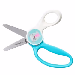 Fiskars 1064076 ciseaux à bouts ronds Ciseaux pour loisirs créatifs Découpe droite Acier inoxydable, Turquoise, Blanc