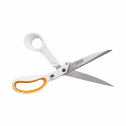 Fiskars 1070082 ciseaux à bouts ronds Ciseaux pour loisirs créatifs Découpe de forme + découpe droite Orange, Blanc