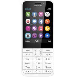 Nokia 230 DS 7,11 cm (2.8") 92 g Argent, Blanc Téléphone numérique