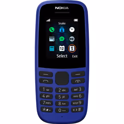 Nokia 105, Barre, Double SIM, 4,5 cm (1.77"), 120 x 160 pixels, 800 mAh, Bleu