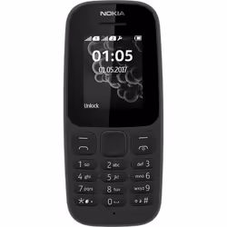 Nokia 105, Barre, Double SIM, 4,57 cm (1.8"), 128 x 160 pixels, 800 mAh, Noir