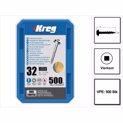 Contenu du paquet: - 500x KREG Pocket-Hole Vis avec filetage fin 32 mm ( SML-F125 ) - 2x Boîtes en platique Description du pr ...