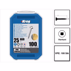 Contenu du paquet: - 100x KREG Pocket-Hole Vis en acier zingué avec tête cylindrique 25mm avec filetage fin ( SPS-F1-100 ) -  ...
