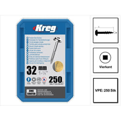 Kreg - Pocket-Hole Vis en acier zingué avec tête rondelle 32mm - 250 pièces avec filetage fin ( SML-F125-250 )