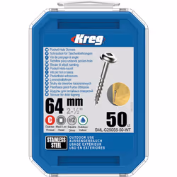 Vis à trous de poche Kreg 64 mm Inox Maxi-Loc, Filetage épai, 50 - KREG - SML-C250S5-50-INT - Compatible avec les systèmes de ...