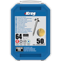 Kreg - Vis à trous de poche 64 mm Inox Maxi-Loc, Filetage épai, 50 SML-C250S5-50-INT