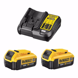 Power Set DeWALT (2 x 18V 4,0 Ah + DCB107) Batteries DeWALT DCB182 - Technologie XR Li-Ion de DeWALT : offre une meilleure au ...