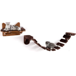 Costway - Arbre à Chat Mur d'Escalade pour Chat à 9 Étapes Couchage Peluche 123 x 20 x 17 cm en Bois Charge 10KG Espace d'Activités