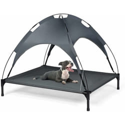 Lit sur Pieds pour Chien avec Auvent Cadre en Acier Intérieur/Extérieur 105 x 87 x 89CM Tissu Polyester Charge 20KG - Costway