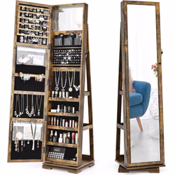 Description générale Profitez du double avantage d'une armoire à bijoux et d'un miroir d’habillage en un seul meuble. Cette a ...