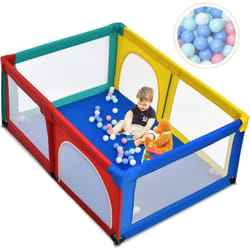 Costway - Parc Bébé Portable aevc 50 Boules Colorées 122 x 192 x 69 cm Barrière de Sécurité de Enfants, Pieds Antidérapantes