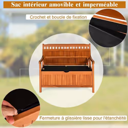 Caractéristiques : Fabriqué d’eucalyptus premium pour former une structure stable Pourvu d’un sac de rangement interne imperm ...