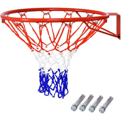 Costway - Panier de Basket Anneau Suspendu de Basket-Ball avec Filet Fixation au Murale en Acier Intérieur/Extérieur Diamètre du Anneau : 46 cm