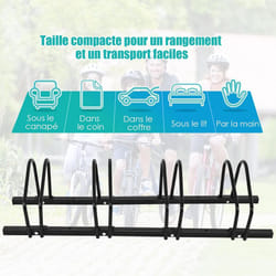 Costway - Râtelier 4 Vélos en Acier Fixation au Sol ou Mur 120x32.5x26CM Résistant aux Intempéries Antirouille Ecole Commerce Noir