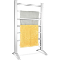 Sèche-serviettes Electrique 100W 45-50°C L53 x H86 cm Chauffe-Serviettes avec 6 Tubes et Cadre en Aluminium Autoportant ou Mural - Costway