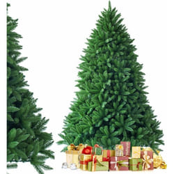 COSTWAY Sapin de Noël Artificiel 225cm 1968 Branches, Matériel PVC Arbre de Noël avec Socle en Métal Décoration de Noël
