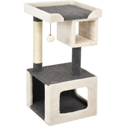 Arbre à Chat Perchoir Large 42x42x80cm avec Poteau en Sisal Balle en Peluche 2 Niches pour Jeux Repos des Chats Charge 15KG - Costway
