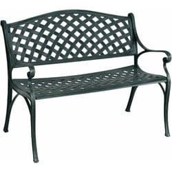 Banc de Jardin Extérieur 2-3 Places en Fonte d'Aluminium Design Ajouréavec Accoudoirs 103 x 64 x 83 cm pour Terrasse/Cour - Costway