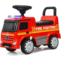 Costway - Mercedes Benz Porteur pour Enfants 12-36 Mois, Voiture de Pompiers avec Espace de Rangement, Fonction Trotteur, Sonore et Lumière, Charge