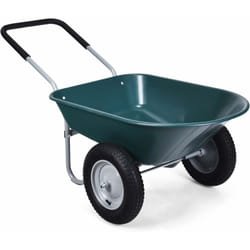 Brouette de Jardin 2 Roues Pneus Pneumatiques Ø35cm 75L Charge Max 100KG Résistante en Fer pour Jardinage/Maçonnerie Vert - Costway