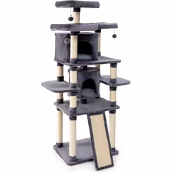 L'arbre à chat à plusieurs niveaux répond aux différents besoins de jeu et de repos des chats. La grande base offre une stabi ...
