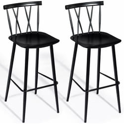 Lot de 2 Chaises de Bar de Style Moderne en Métal 47,5 x 41 x 105 cm pour Bistro,Cuisine,Café noir Charge Max. 150 kg - Costway