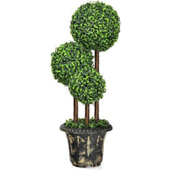 Costway - Plante Artificiel Arbuste 90 cm Fausse Plante en Pot Plastique Décoration Interieur, Exterieur, Bureau, Balcon Verte