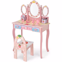 【Lot de meubles pour enfants 2 en 1 :】Vos enfants pourront se maquiller comme des adultes, grâce à cette coiffeuse dotée de p ...