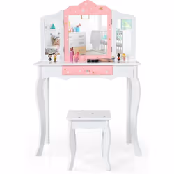 Design 2 en 1 démontable avec coiffeuse et bureau Coiffeuse mignonne de taille adaptée et conçue pour les enfants Structure s ...