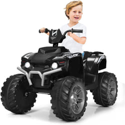 COSTWAY Quad Électrique 12V pour Enfants 3-7 Ans, avec Lumière, Musiques et Histoires, 104x67x74cm, pour Différents Terrains Noir