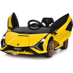 Costway - Lamborghini Voiture Électrique 12V Enfants avec Télécommande 2,4G 2 Portes Papillons Démarrage Progressif & Musique Charge 25kg pour Enfant