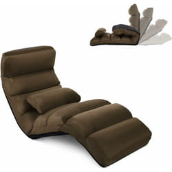Costway - Fauteuil Relax Salon en Faux Daim Pliable, Réglable sur 5 Positions Chaise de Relaxation Rembourrée Fauteuil Sol pour Salon, Mobilier de