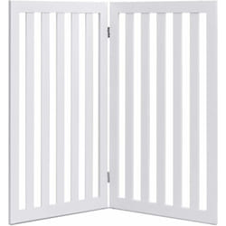 Barrière pour Chien 2 Panneaux en Bois Autoportante Charnières Métalliques à 360° Antidérapants pour Maison Escaliers Blanc - Costway