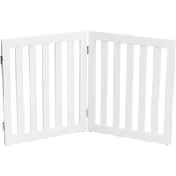 COSTWAY Barrière pour Chien en Bois 2 Panneaux Autoportante Charnières Métalliques à 360° Antidérapants 60cm pour Escaliers Blanc