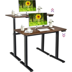 Costway - Bureau Assis-Debout Électrique 120x60x(73-122) cm Hauteur Réglable, avec Moteur, Charge Max 80KG Bruit :