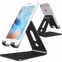 Support Téléphone Portable - Aluminium - Noir - Universel - Compatible iPhone/Samsung/Huawei