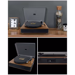 Platine Disque Vinyle - Vintage - MT-106 BT - Bluetooth 5.0 - 3 vitesses - 2 enceintes intégrées
