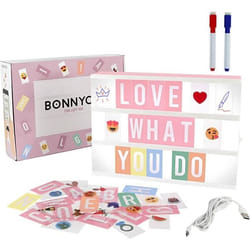 Boîte lumineuse - BONNYCO - Light Box Rose - 400 Lettres et Emojis - Décoration Maison - LED